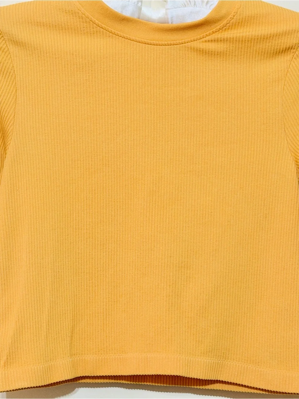 H&M Women’s Long Sleeve Ribbed Crop Top Yellow Size Small